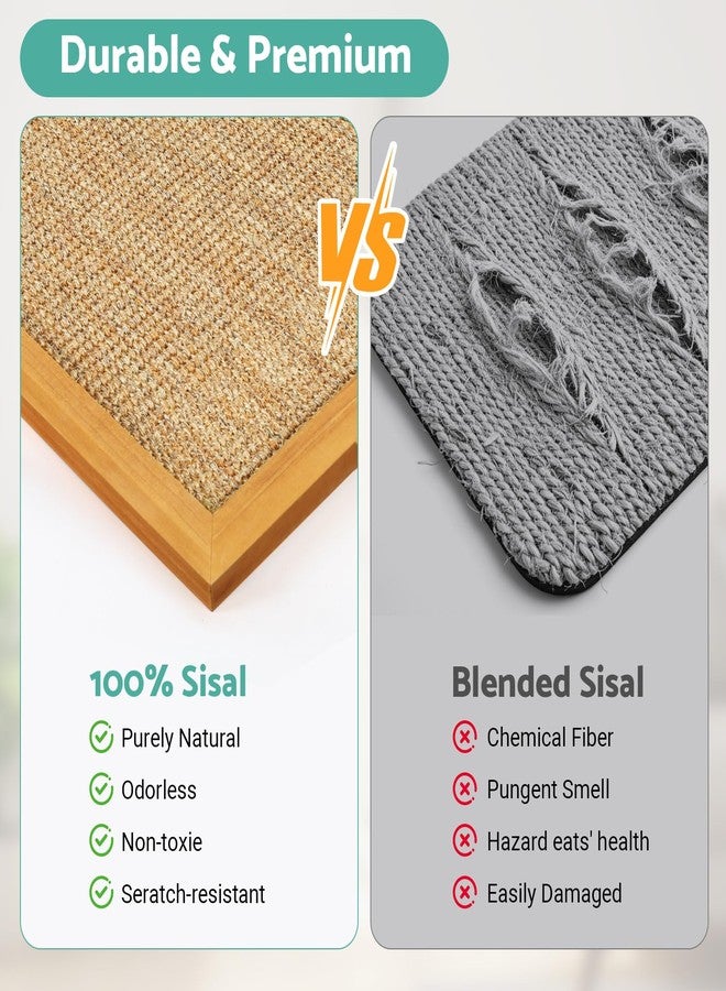 WHEARTED Scratching Pad for Cats, Sisal Cat Scratch Pad for Wall Mounted, Extra Large Cat Scratch Pads for Indoor Cats Kitty, Wooden Scratching Board Scratching Cat Toys Wall Furniture - Image 3